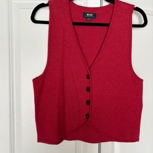 Anthropologie Red Sleeveless Button Up Vest